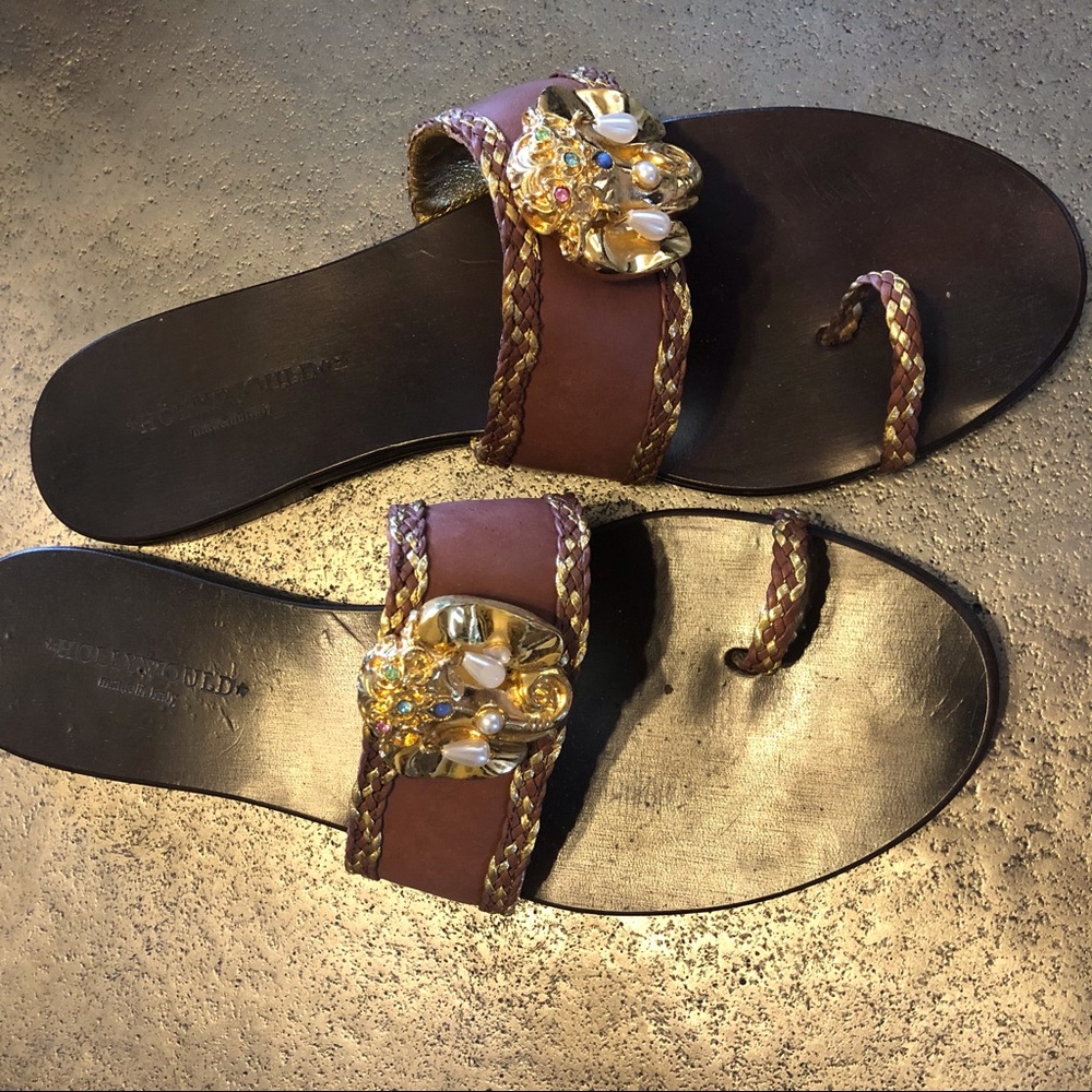 *PRICE DROP*  Hollywould Cabana Elephant slides leather sz 40